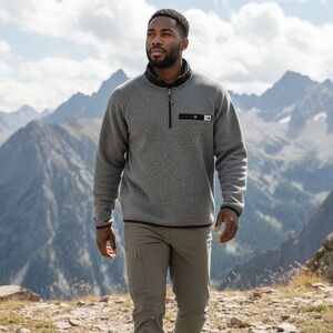 The North Face Men's Gordon Lyons Grey Fleece 1/4 Zip Pullover Sweater XL